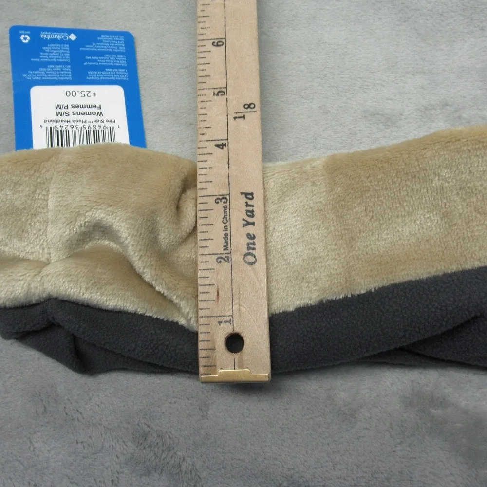Columbia Fire Side Plush Headband Womens‎ S/M Gray Tan Fleece Ear Warmer
